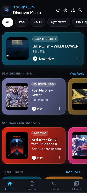 SoundPlus Home Screen Screenshot